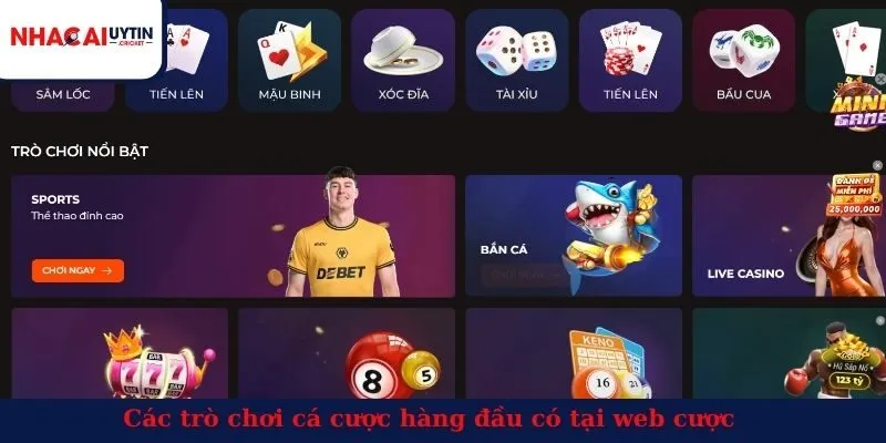 Các trò chơi cá cược hàng đầu có tại web cược